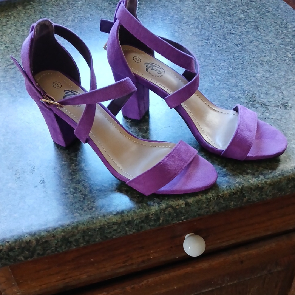 Purple Strappy Heeled Sandals Trary 8